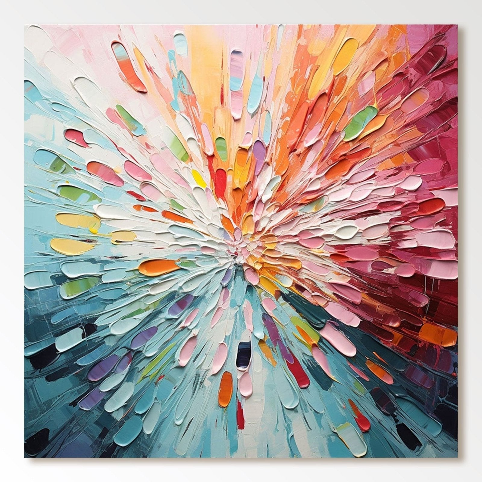 Colorful Abstract Textured Flower Burst Oil Painting | "Radiant Bloom" Wall Art #TC 166