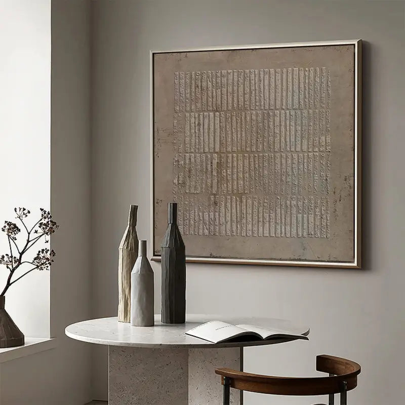 Wabi Sabi Textured Wall Art | Large Square Abstract Neutral Painting #ZZ 113