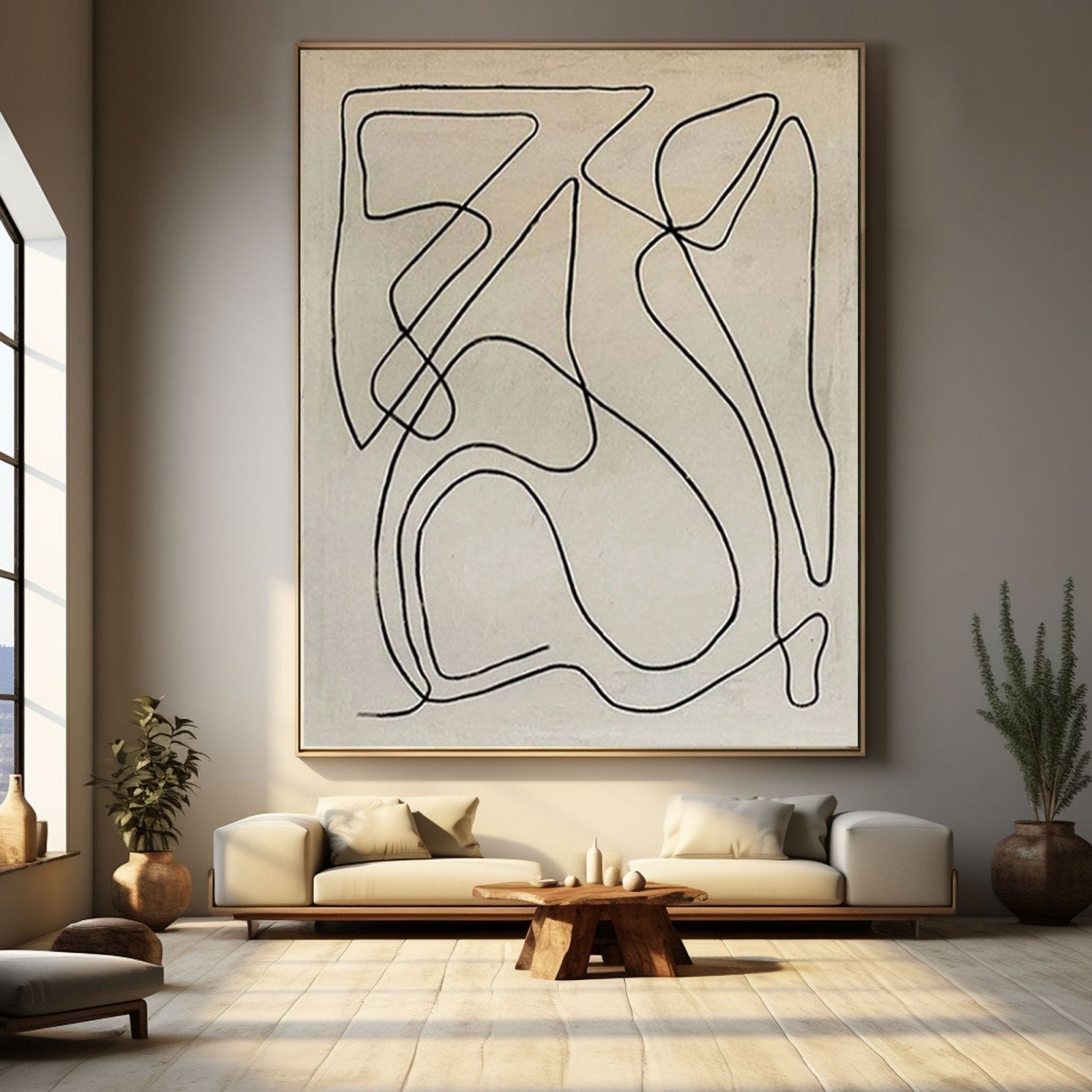 Minimalist Abstract Line Art Oil Painting | "Unbroken"