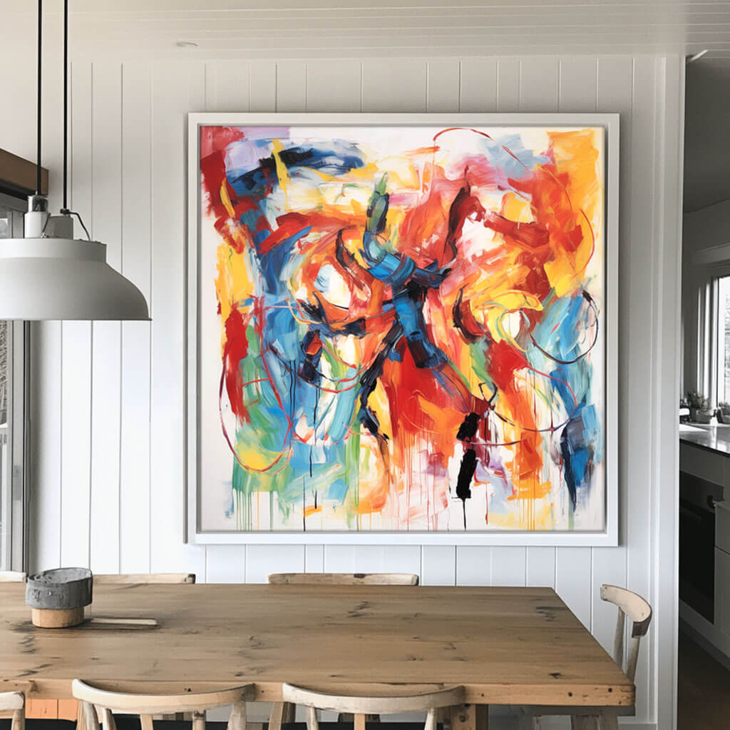 Oversized Abstract Painting | Square Colorful Contemporary Wall Art Decor