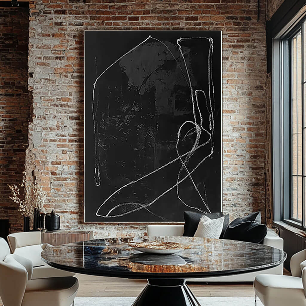 Japandi Style Wall Art | Minimalist Black Line Painting #AA 255