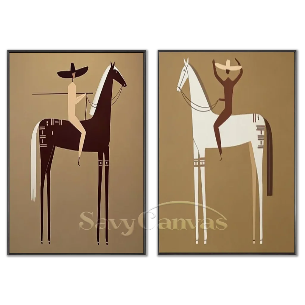 Handmade Minimalist Americana Horse Oil Painting Set #SS 347