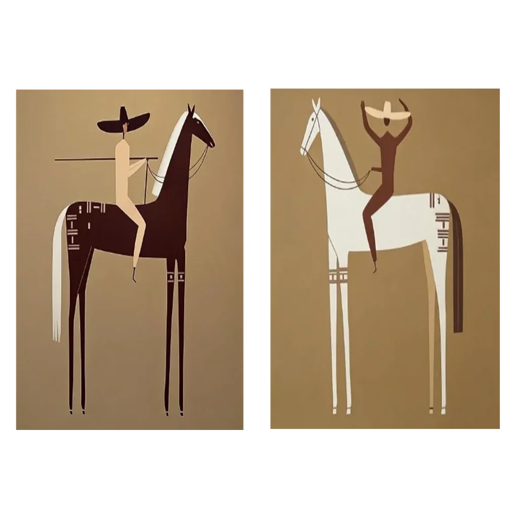 Handmade Minimalist Americana Horse Oil Painting Set #SS 347