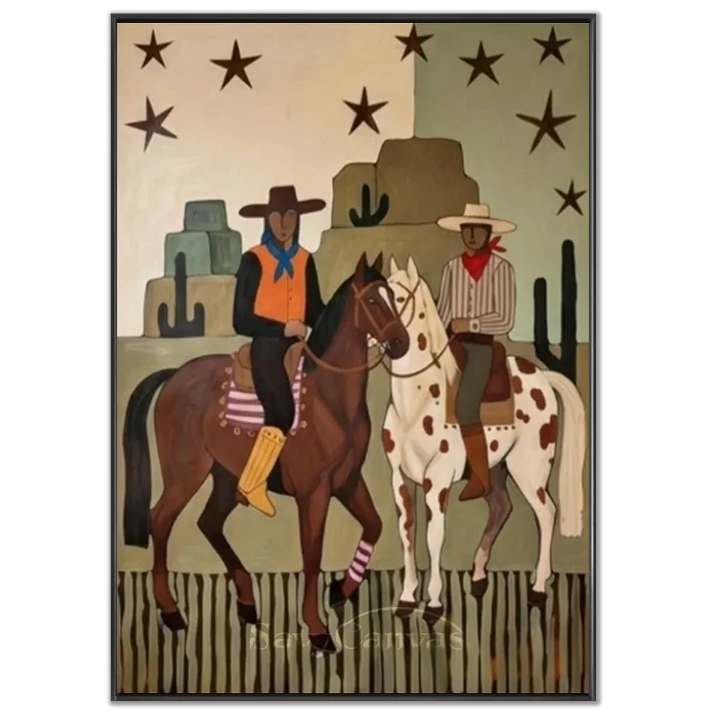 Handcrafted Folk Americana Horse Oil Painting #SS 308
