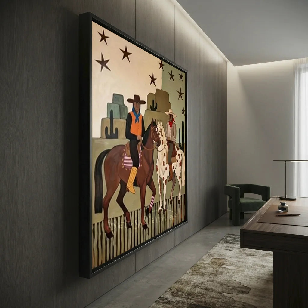 Handcrafted Folk Americana Horse Oil Painting #SS 308