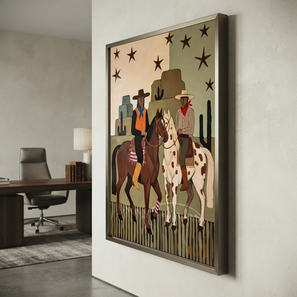 Handcrafted Folk Americana Horse Oil Painting #SS 308