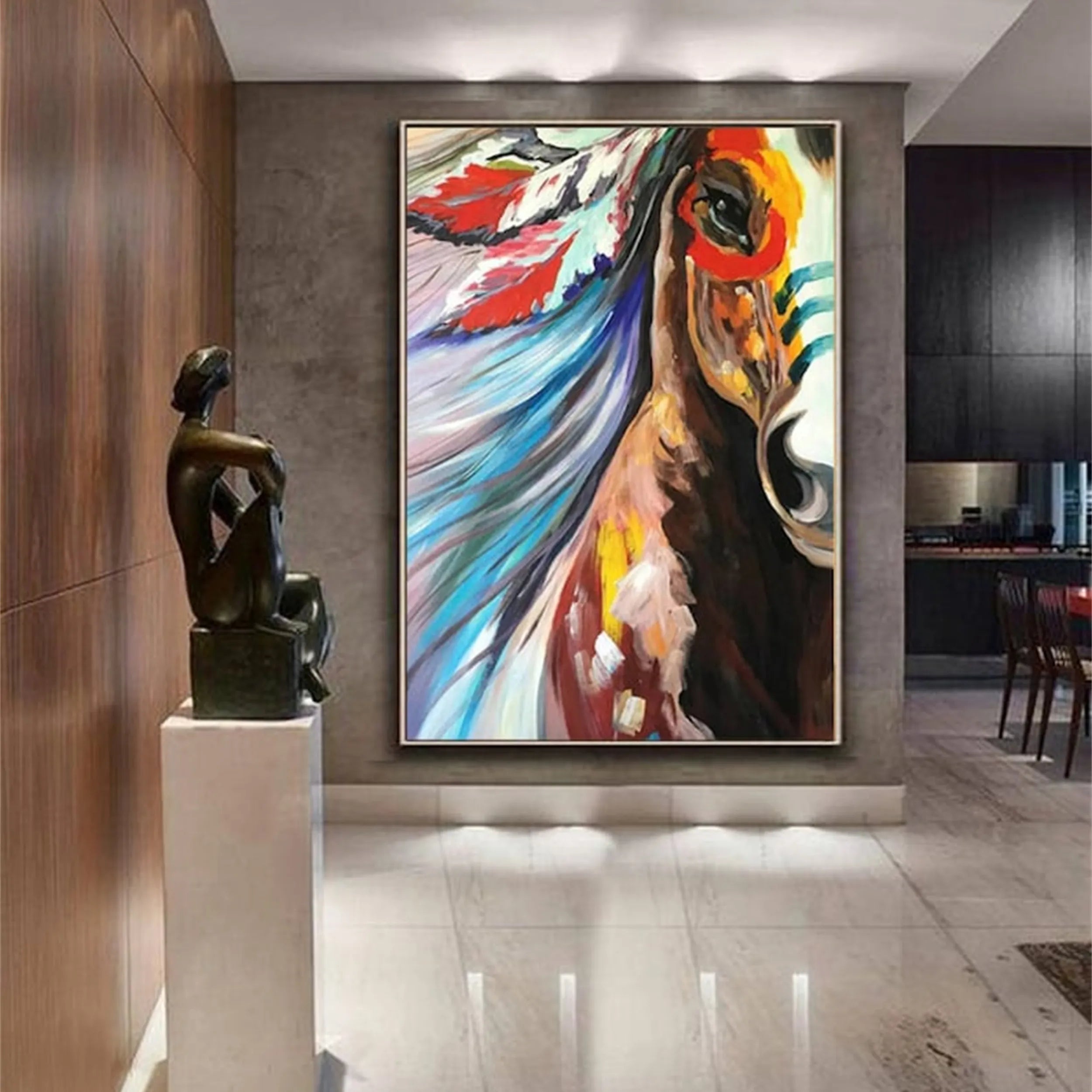 Modern Expressive Horse Art | Colorful Abstract Animal Painting