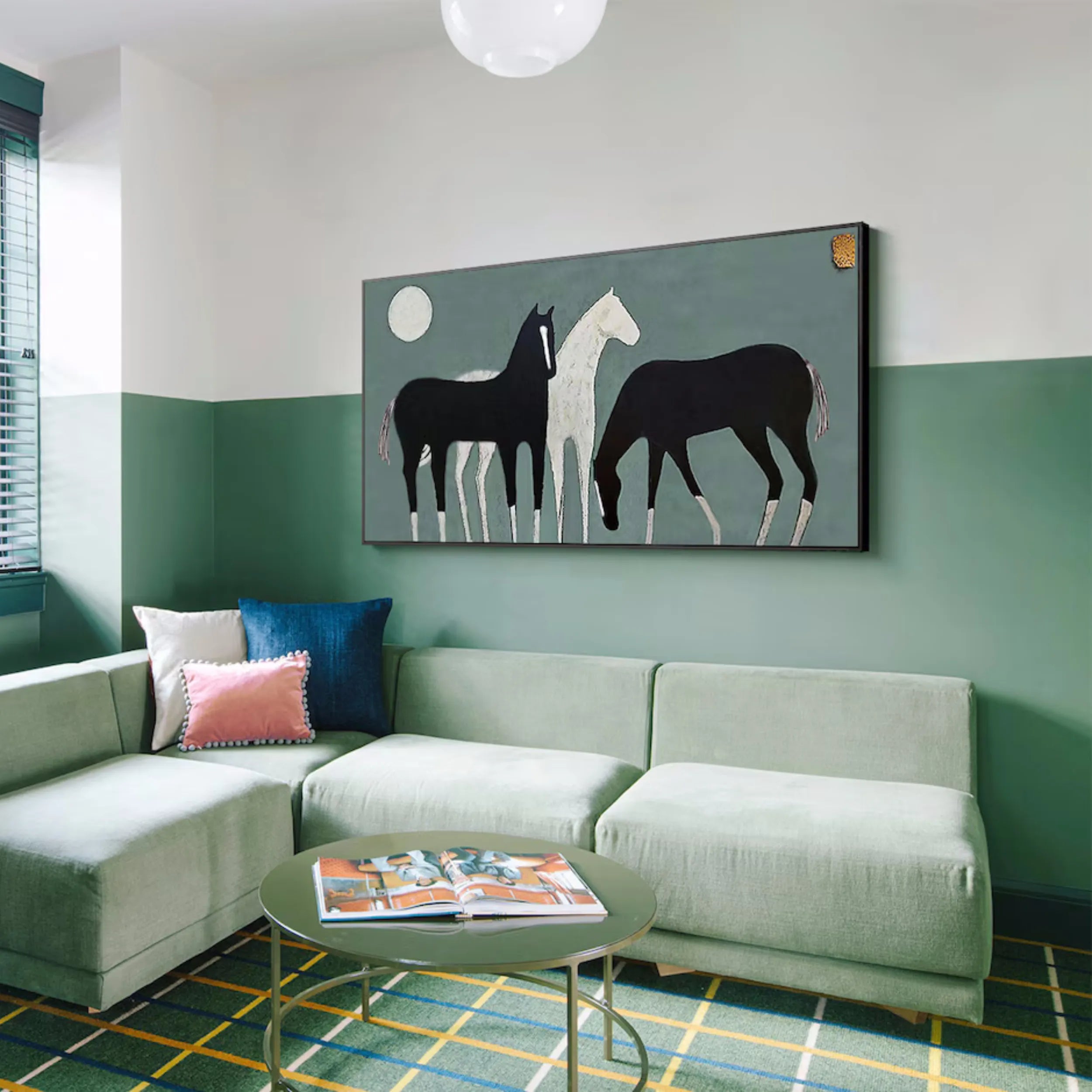 Stylized Three Horses Painting | Large Modern Equine Wall Art #ZZ 151