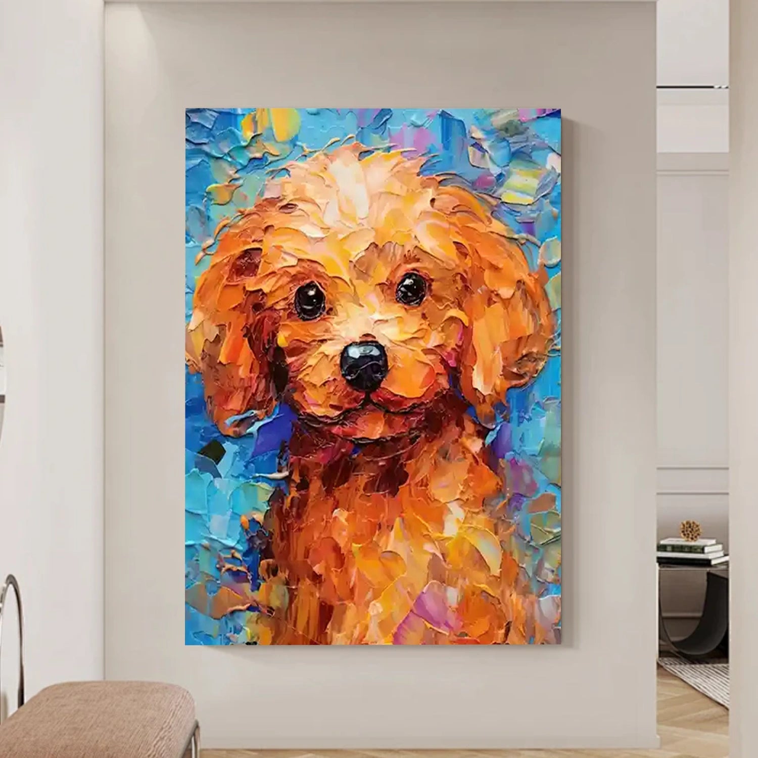 Abstract Pet Portrait | Colorful Textured Dog Canvas Wall Art