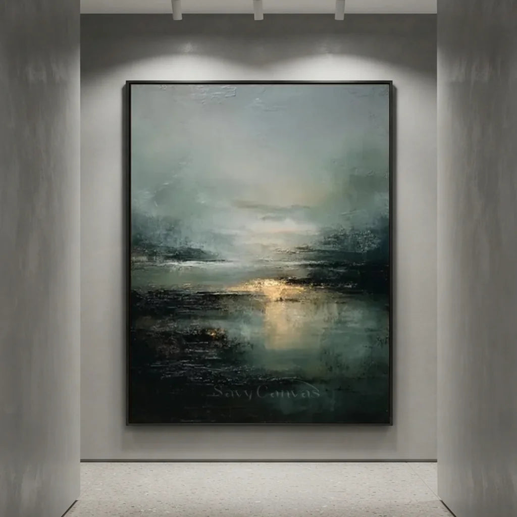 Handpainted Moody Ocean Landscape Oil Painting #ZC 42