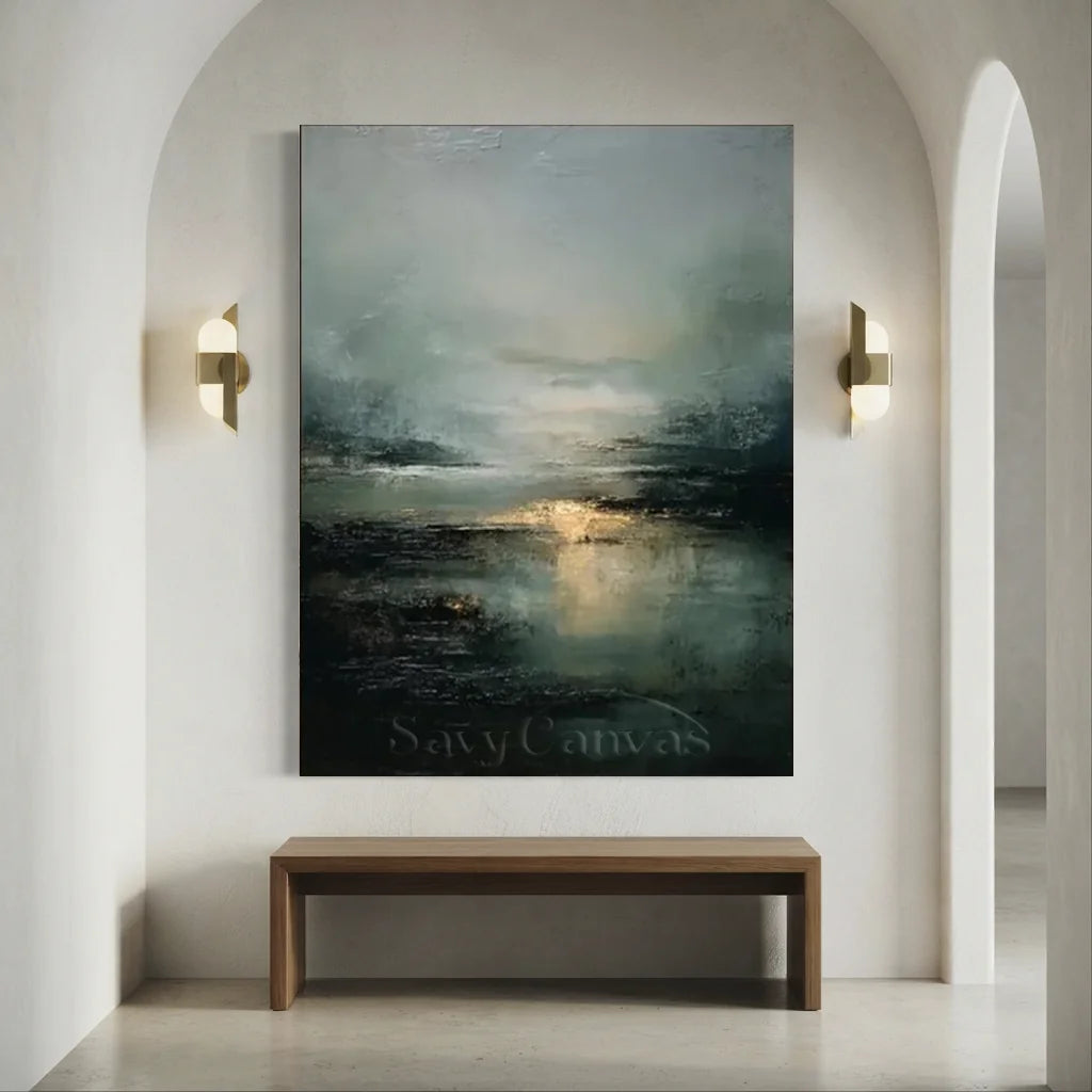 Handpainted Moody Ocean Landscape Oil Painting #ZC 42