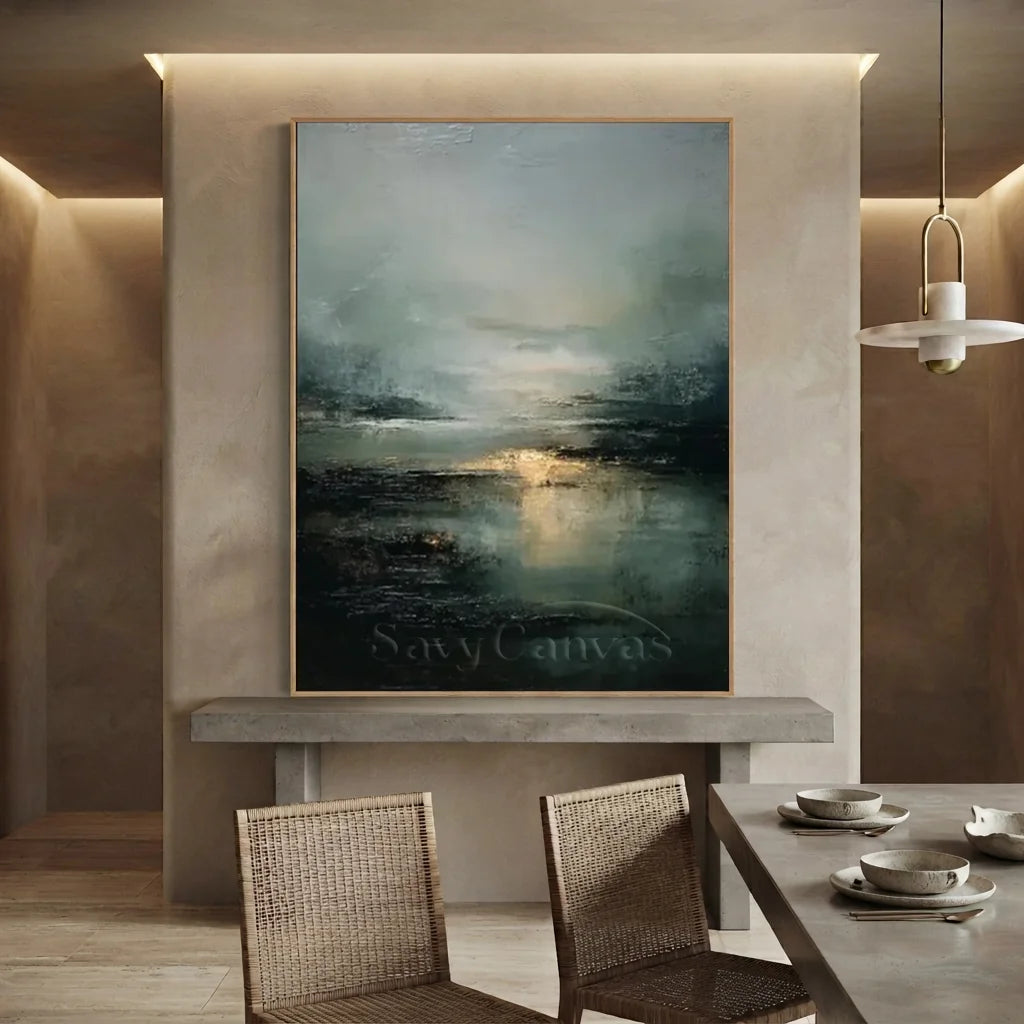 Handpainted Moody Ocean Landscape Oil Painting #ZC 42