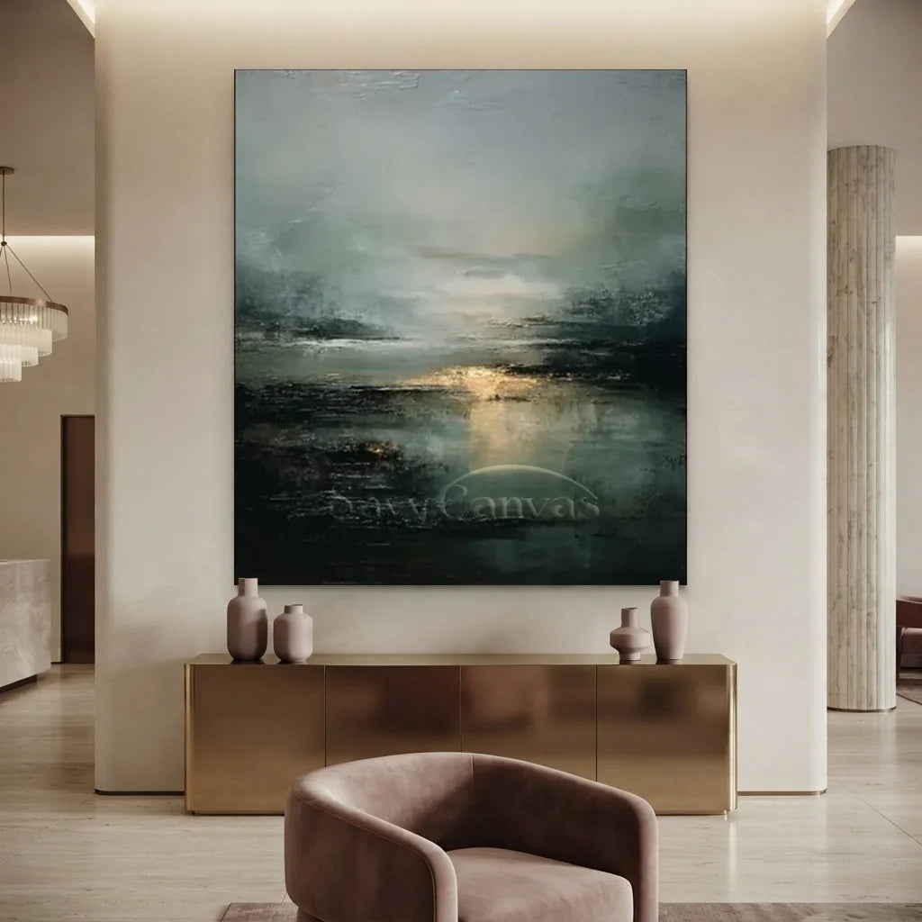 Handpainted Moody Ocean Landscape Oil Painting #ZC 42