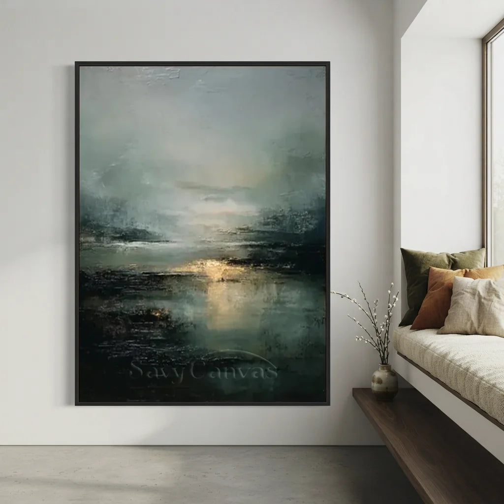 Handpainted Moody Ocean Landscape Oil Painting #ZC 42