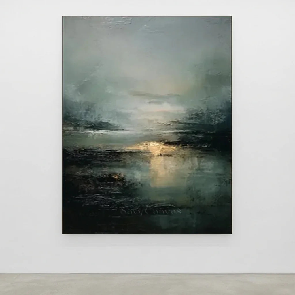 Handpainted Moody Ocean Landscape Oil Painting #ZC 42