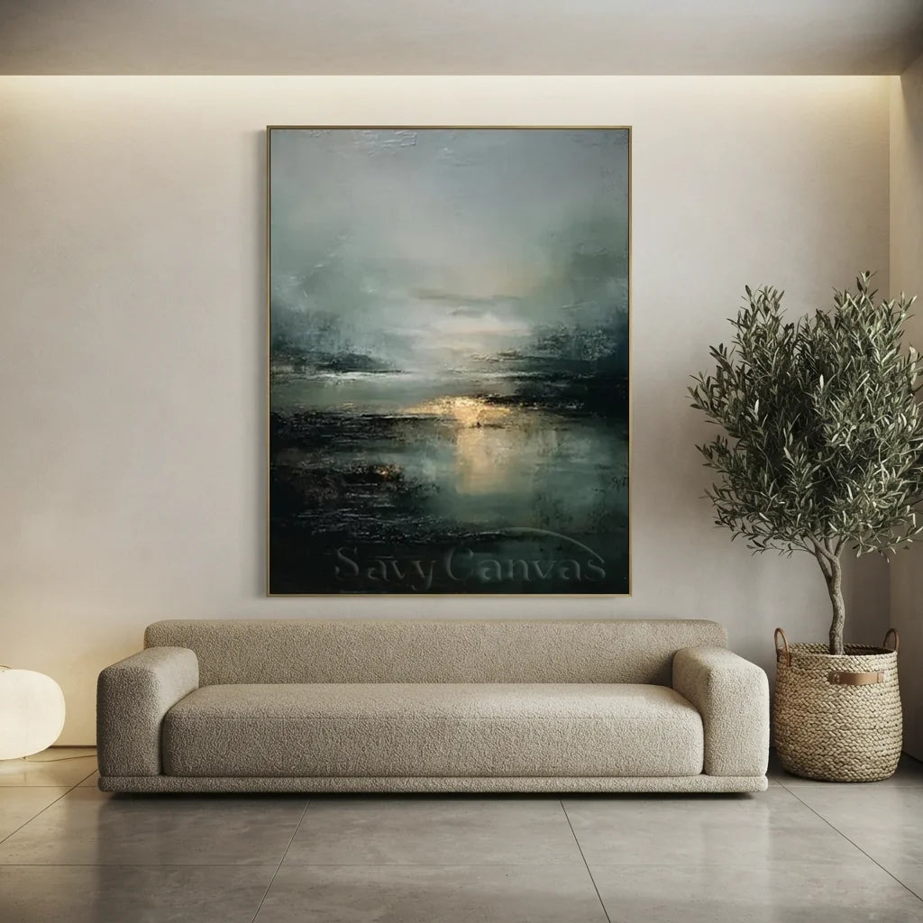 Handpainted Moody Ocean Landscape Oil Painting #ZC 42