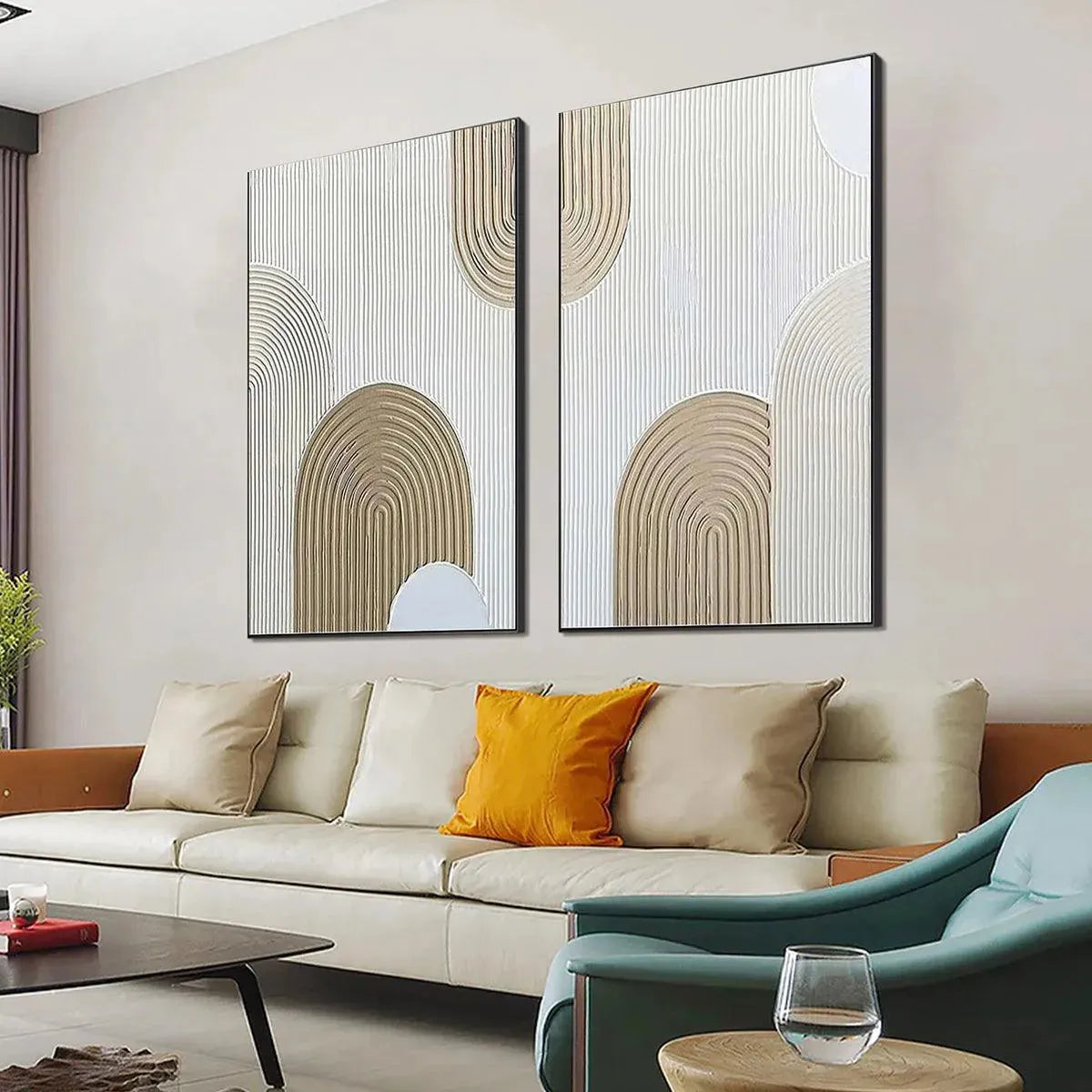 Abstract Textured Wall Art | Modern Neutral Paintings Set of 2 #ZZ 246