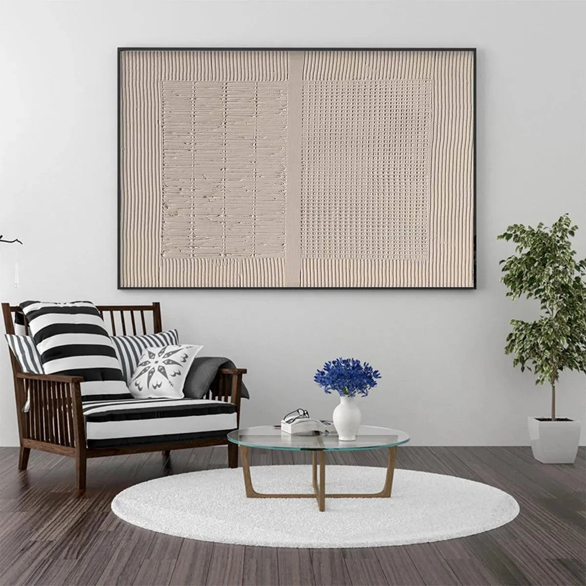 Large Textured Wall Art, Beige Wabi Sabi Painting #ZZ 236