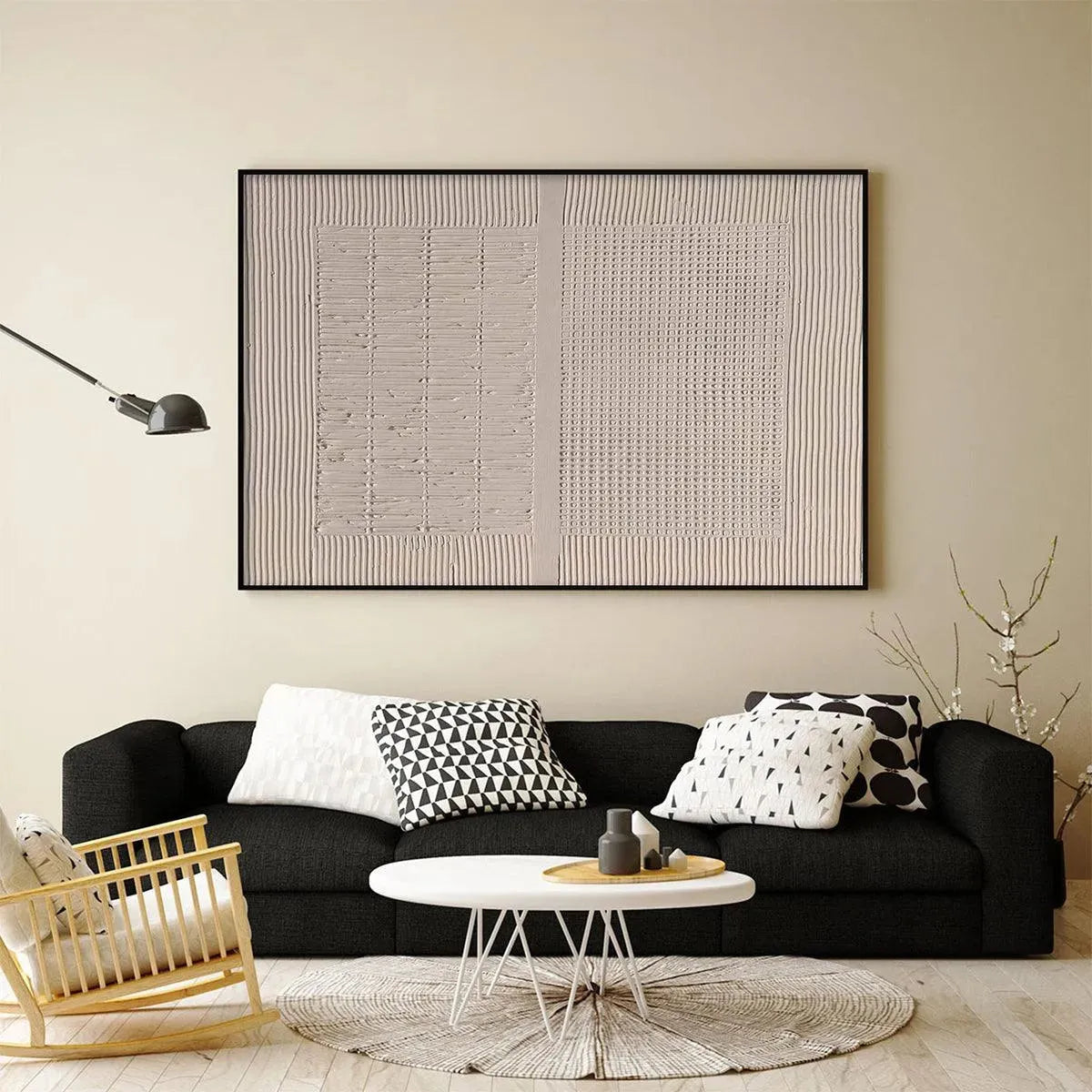 Large Textured Wall Art, Beige Wabi Sabi Painting #ZZ 236