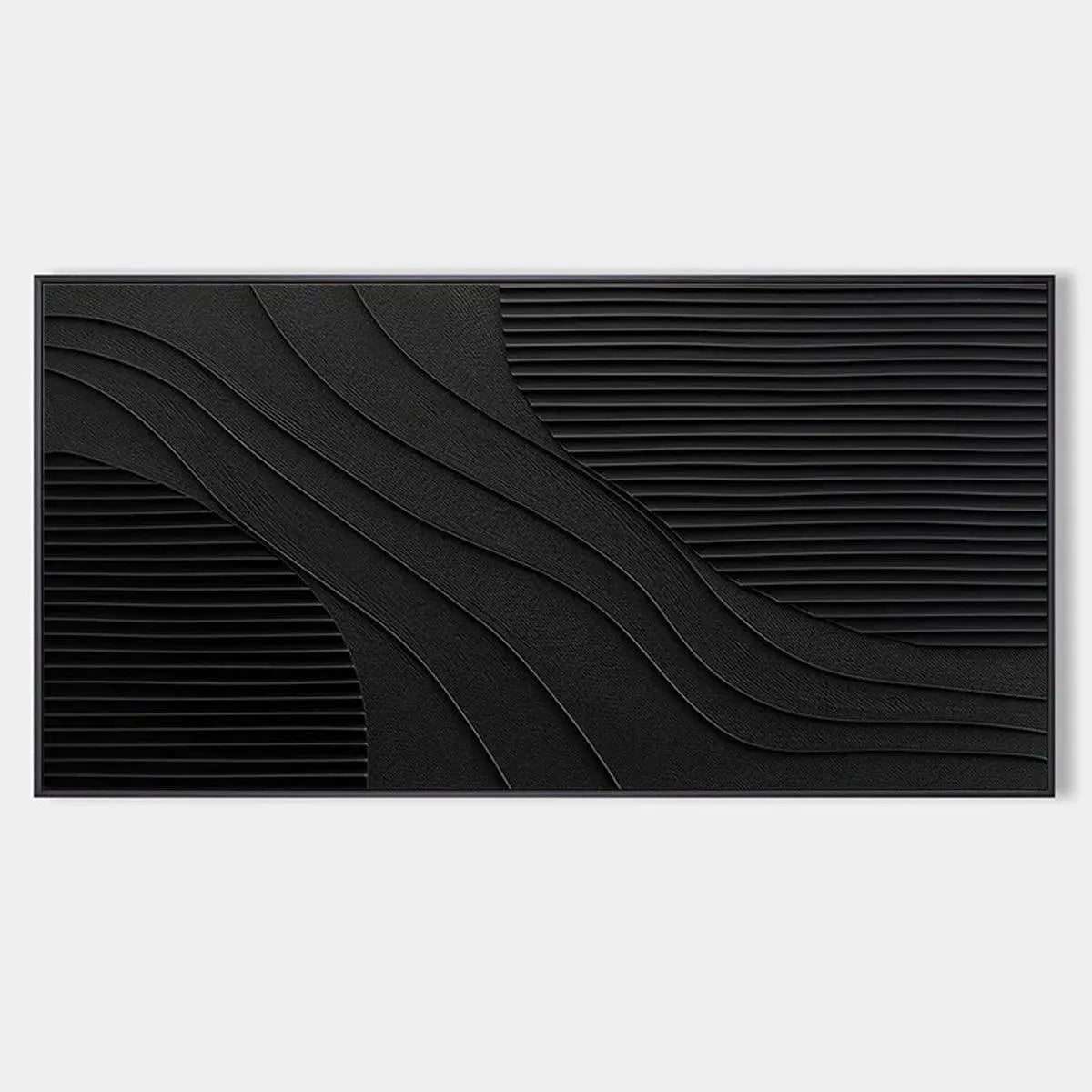 Minimalist Black 3D Texture Wall Art | Modern Monochrome Canvas #AA 428