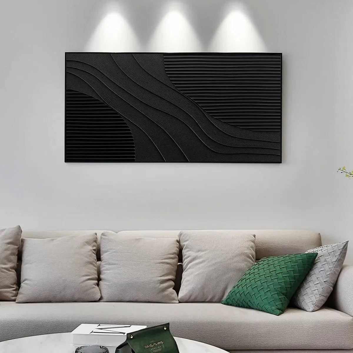 Minimalist Black 3D Texture Wall Art | Modern Monochrome Canvas #AA 428