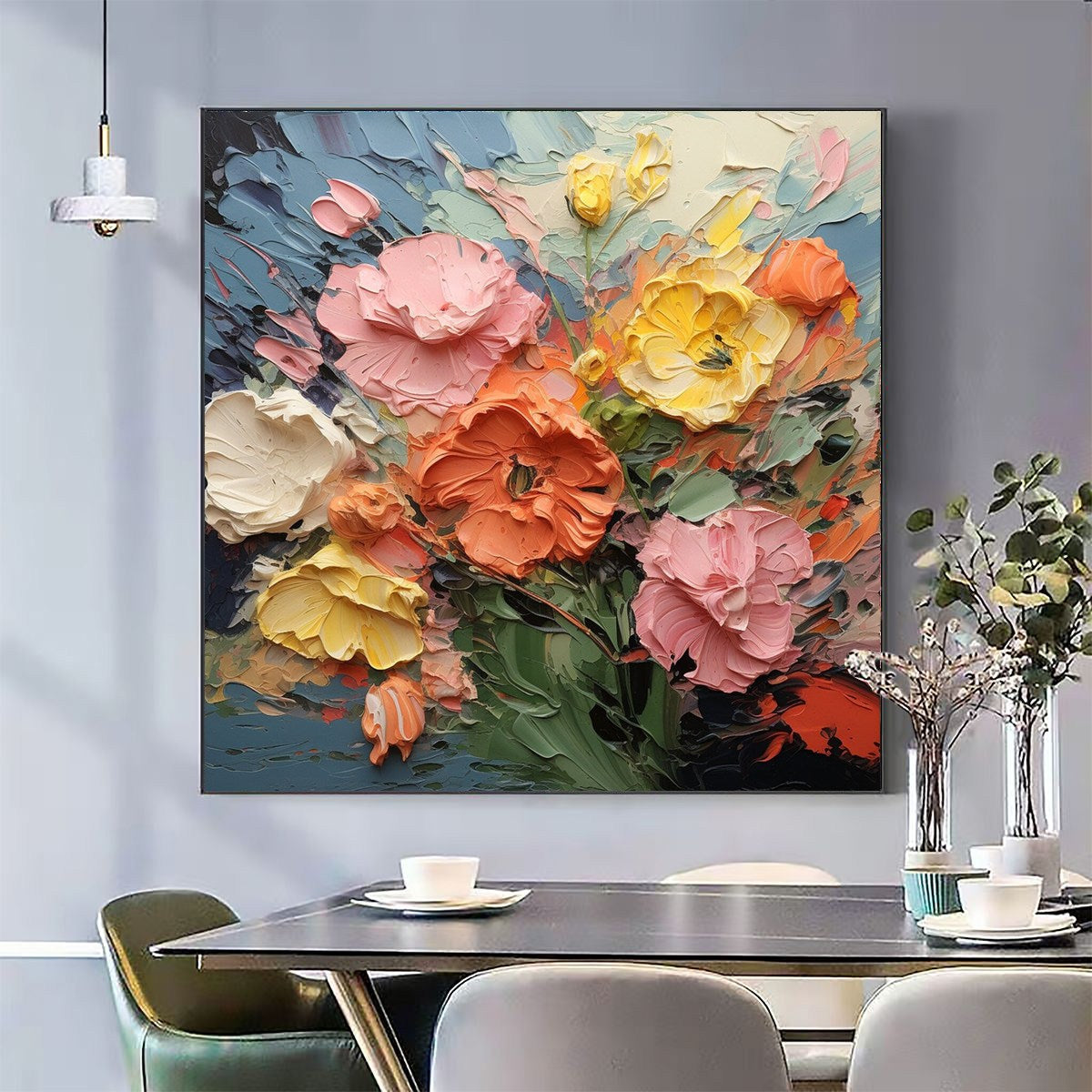 Modern Impressionist Floral Art | Large Colorful Bouquet