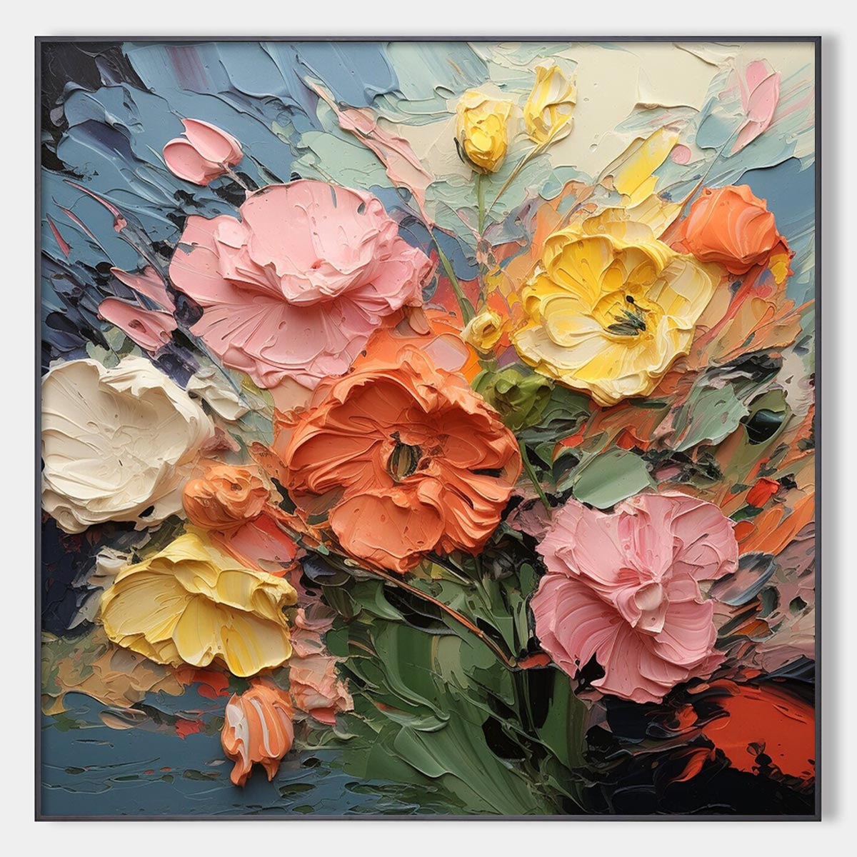 Textured 3D Floral Painting | Impasto Bouquet Art #AA 191