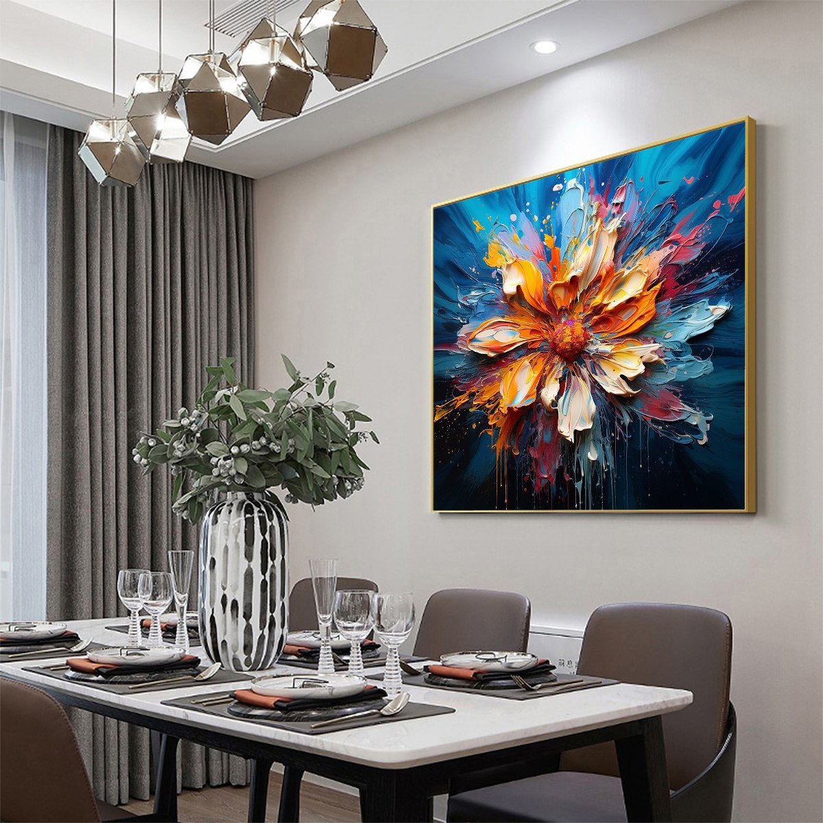 Textured 3D Floral Painting | Colorful Impasto Art #AA 192