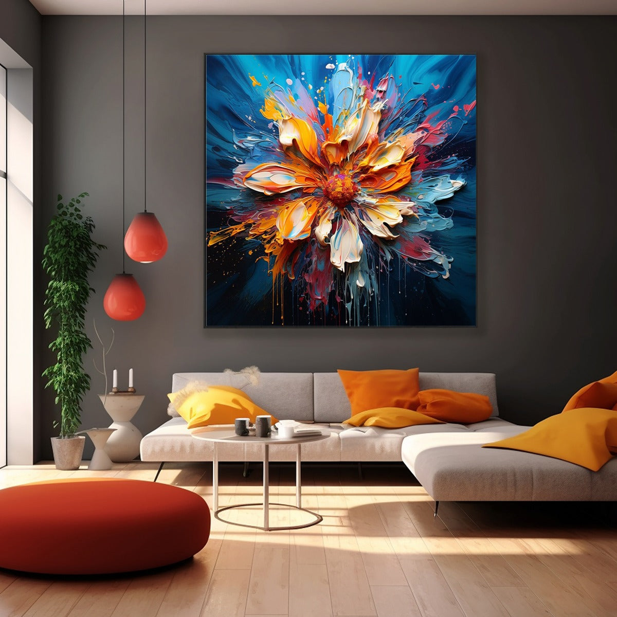Textured 3D Floral Painting | Colorful Impasto Art #AA 192