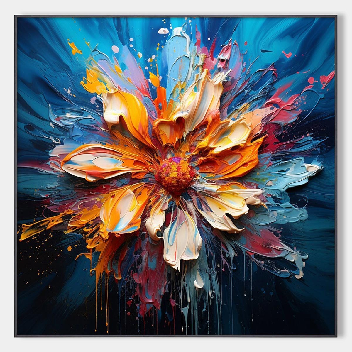 Textured 3D Floral Painting | Colorful Impasto Art #AA 192