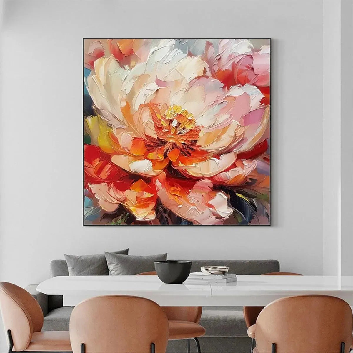 Joyful Peony Painting | Vibrant & Colorful Abstract Floral Decor