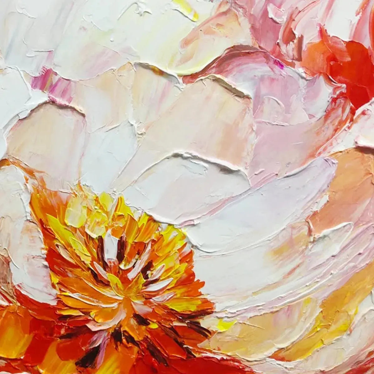 Textured 3D Peony Painting | Colorful Impasto Floral Art #AA 193