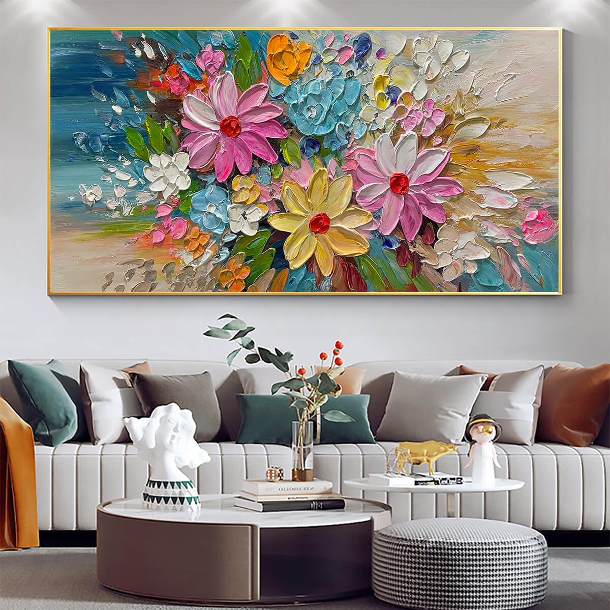 Lush Abstract Bouquet Painting | Colorful Palette Knife Art