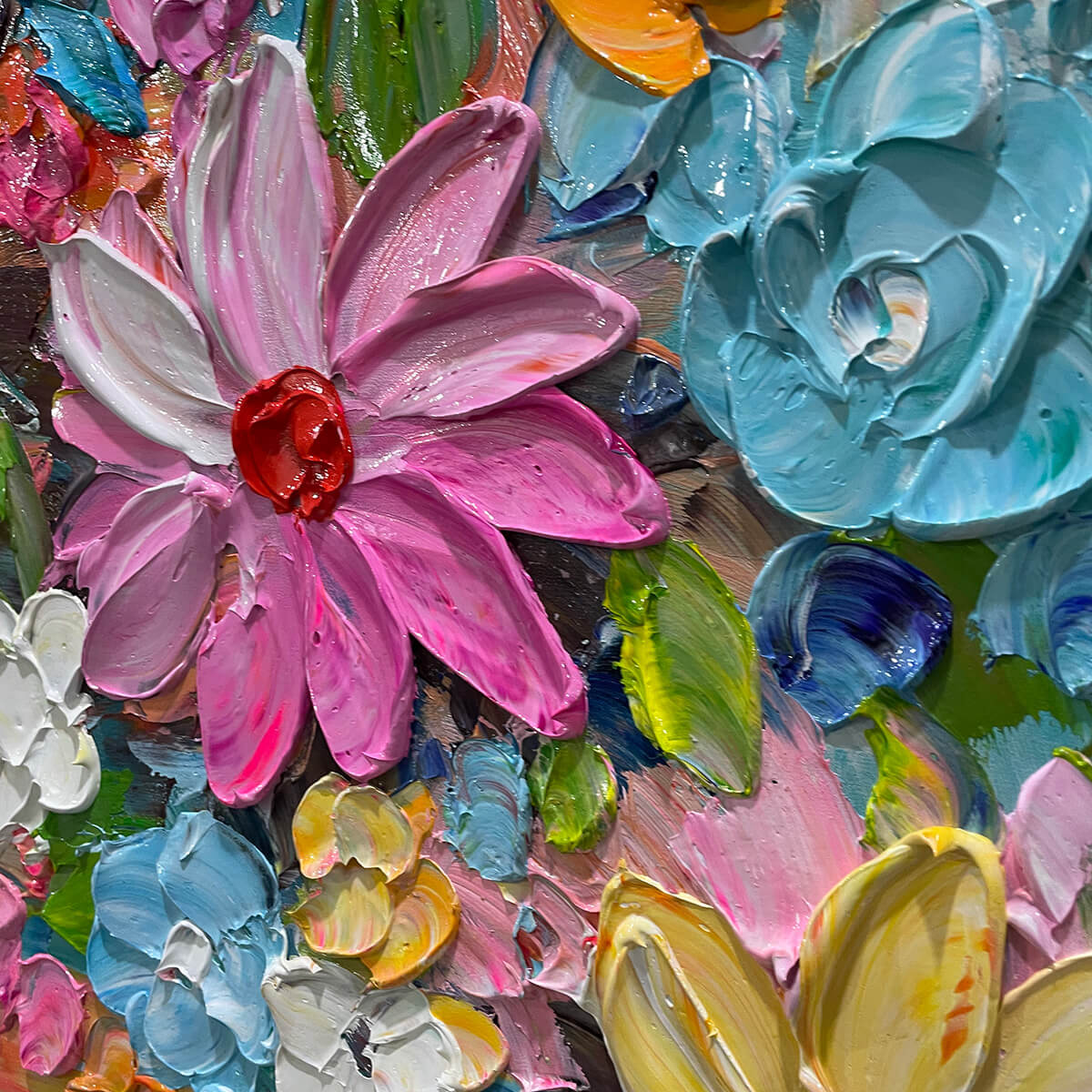 Abstract Daisy & Cosmos Painting | Colorful 3D Floral Art #AA 194