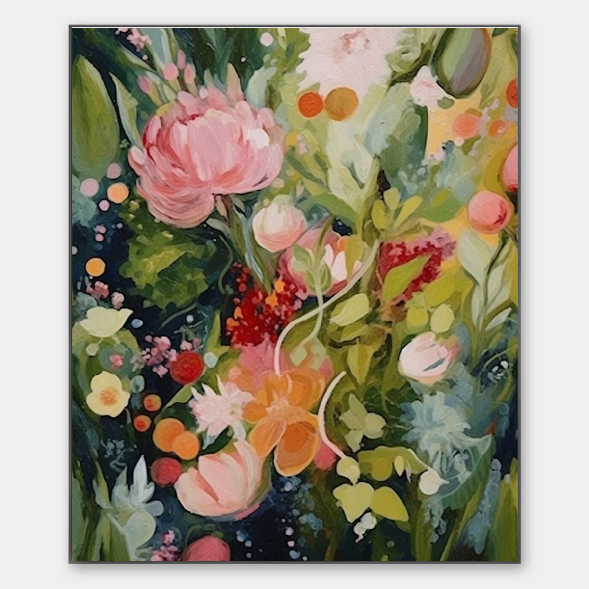 Lush Wildflower Garden Painting | Colorful Botanical Art #AA 200