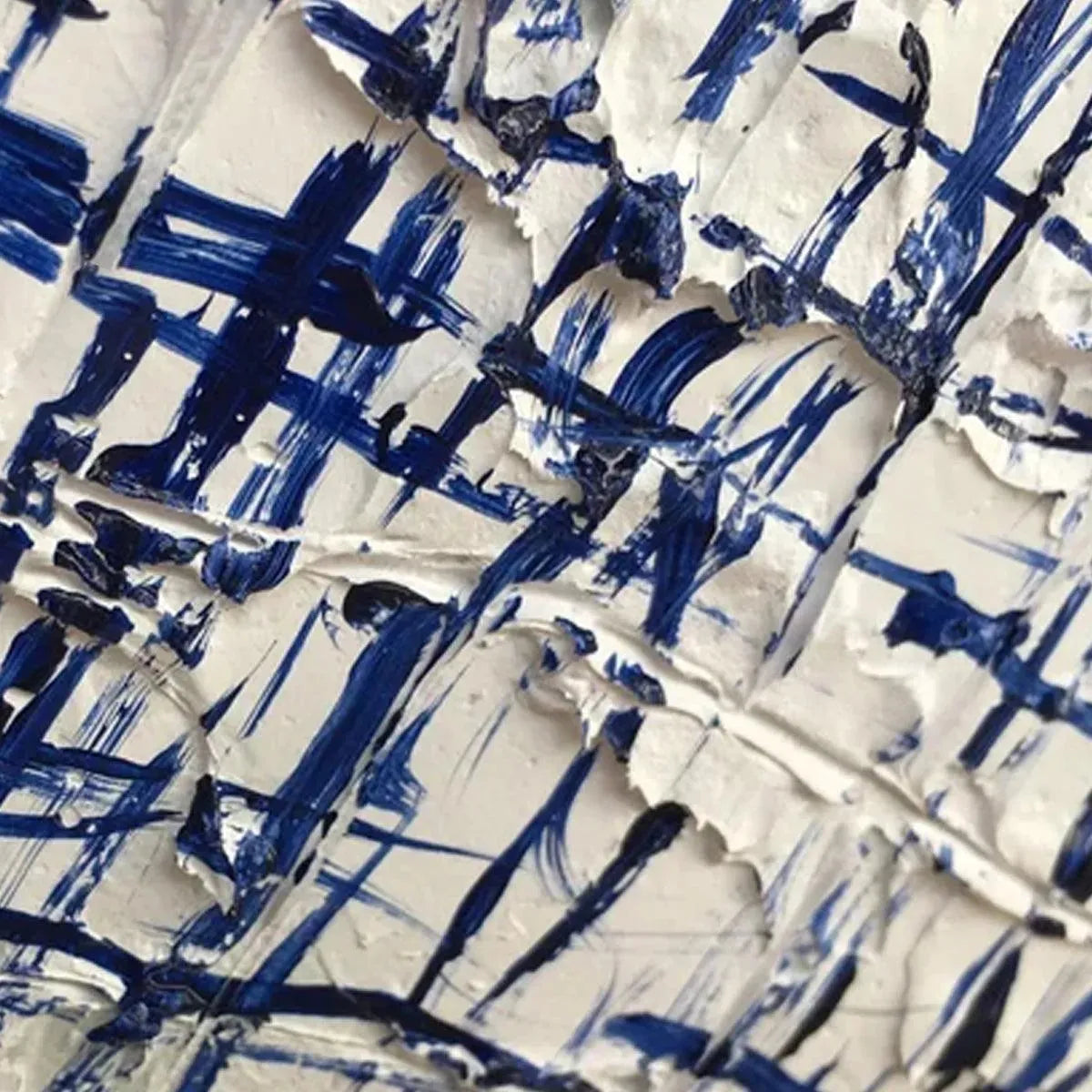 Textured Blue & White Abstract Art | Minimalist 3D Painting #AA 202