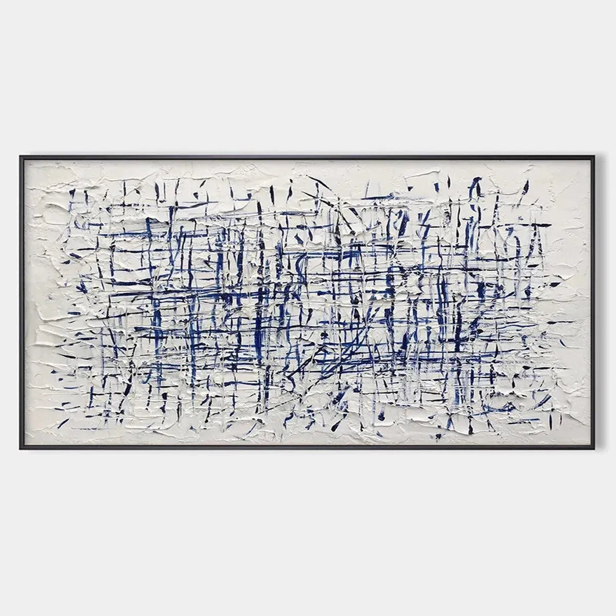 Textured Blue & White Abstract Art | Minimalist 3D Painting #AA 202
