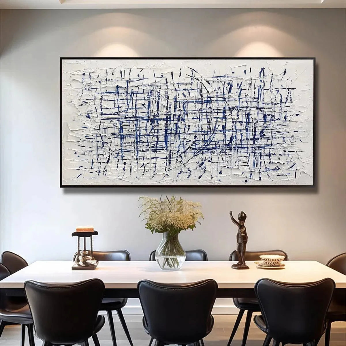 Textured Blue & White Abstract Art | Minimalist 3D Painting #AA 202