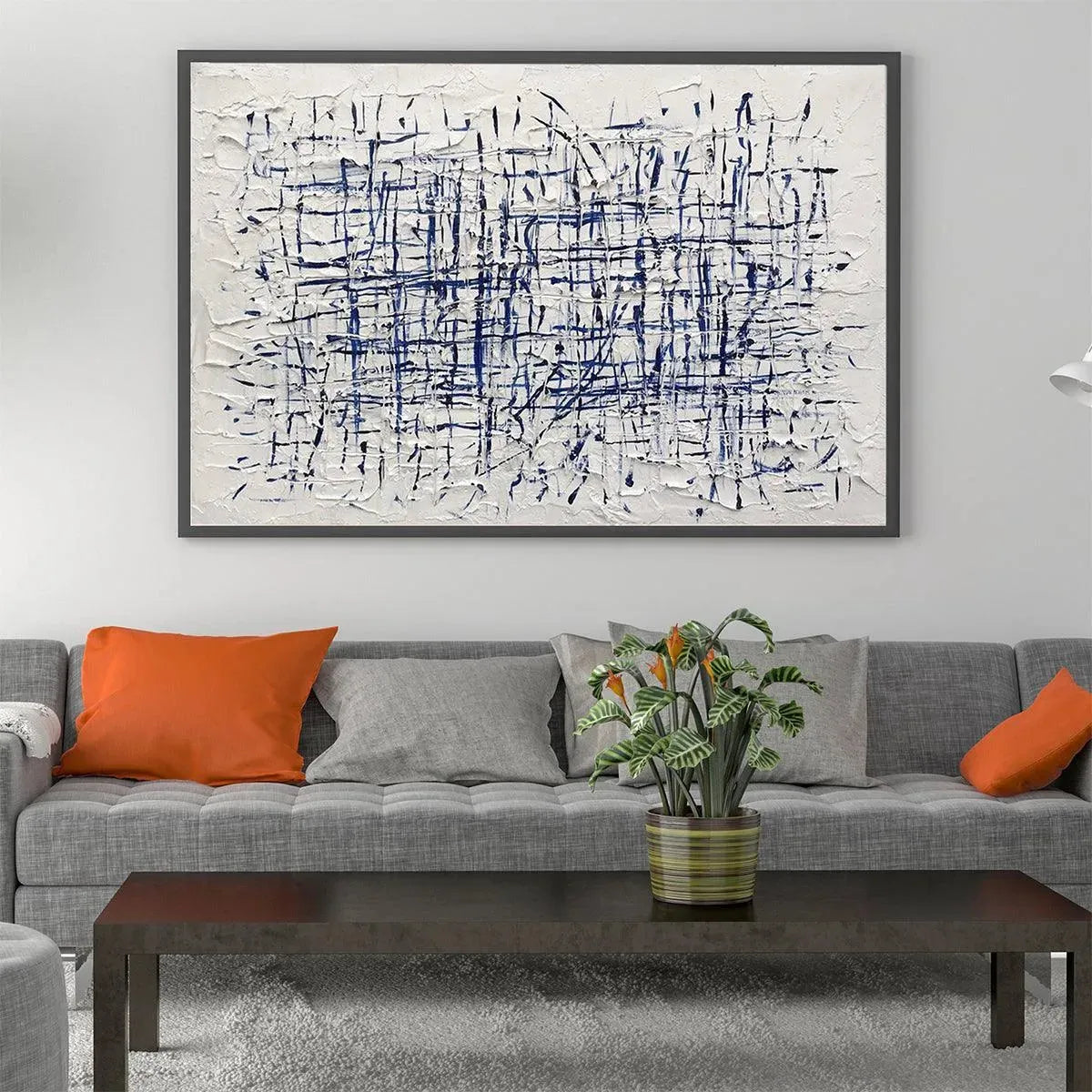 Calm Blue and White Wall Art | Serene Textured Painting