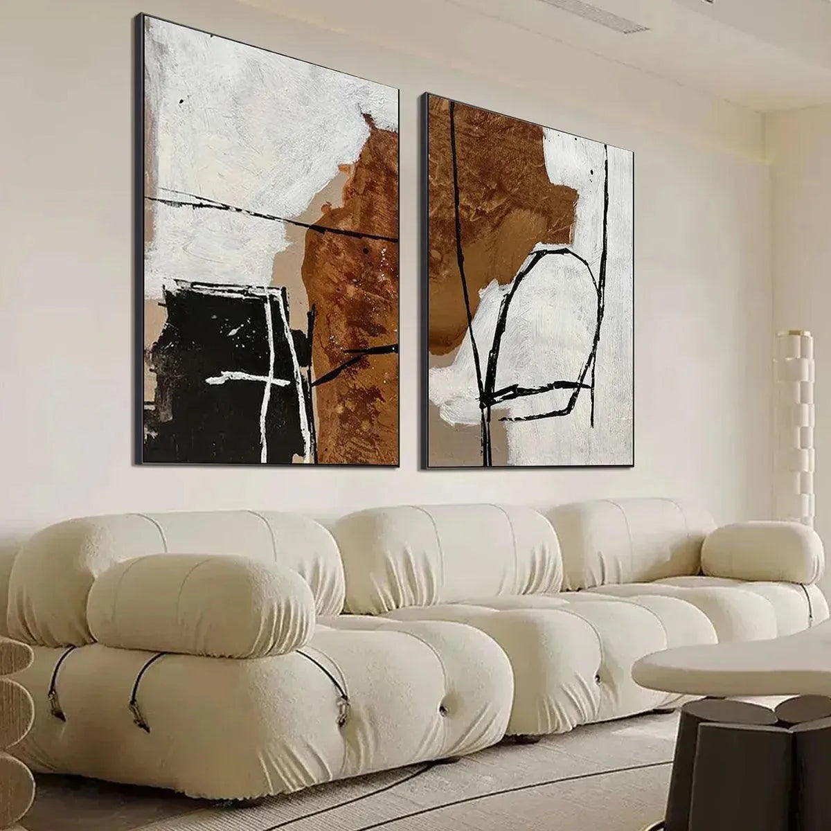 Earth Tone Abstract Art | Black, White & Brown Decor #AA 306