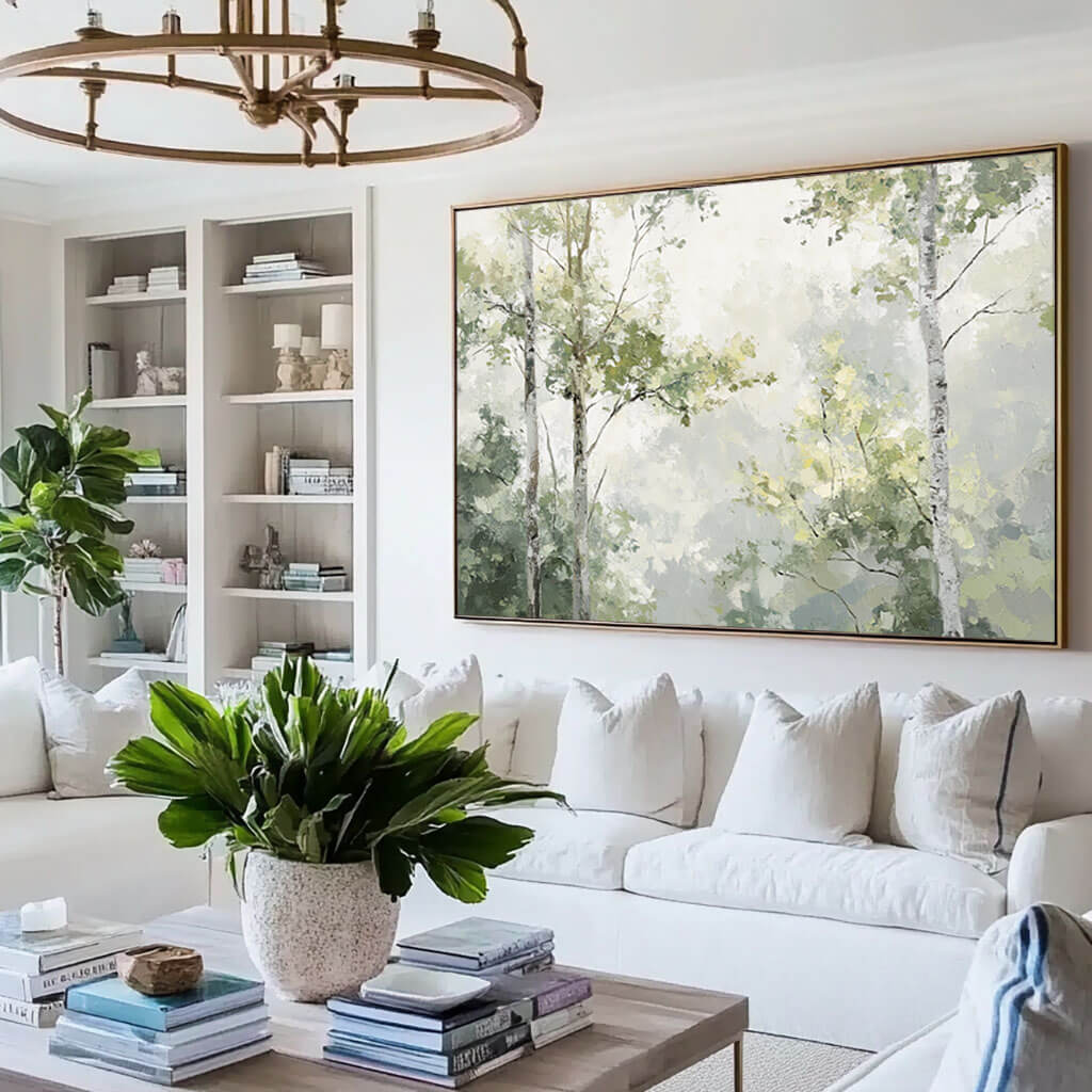 Serene Misty Forest Painting | Calming Nature Wall Art #AA 271