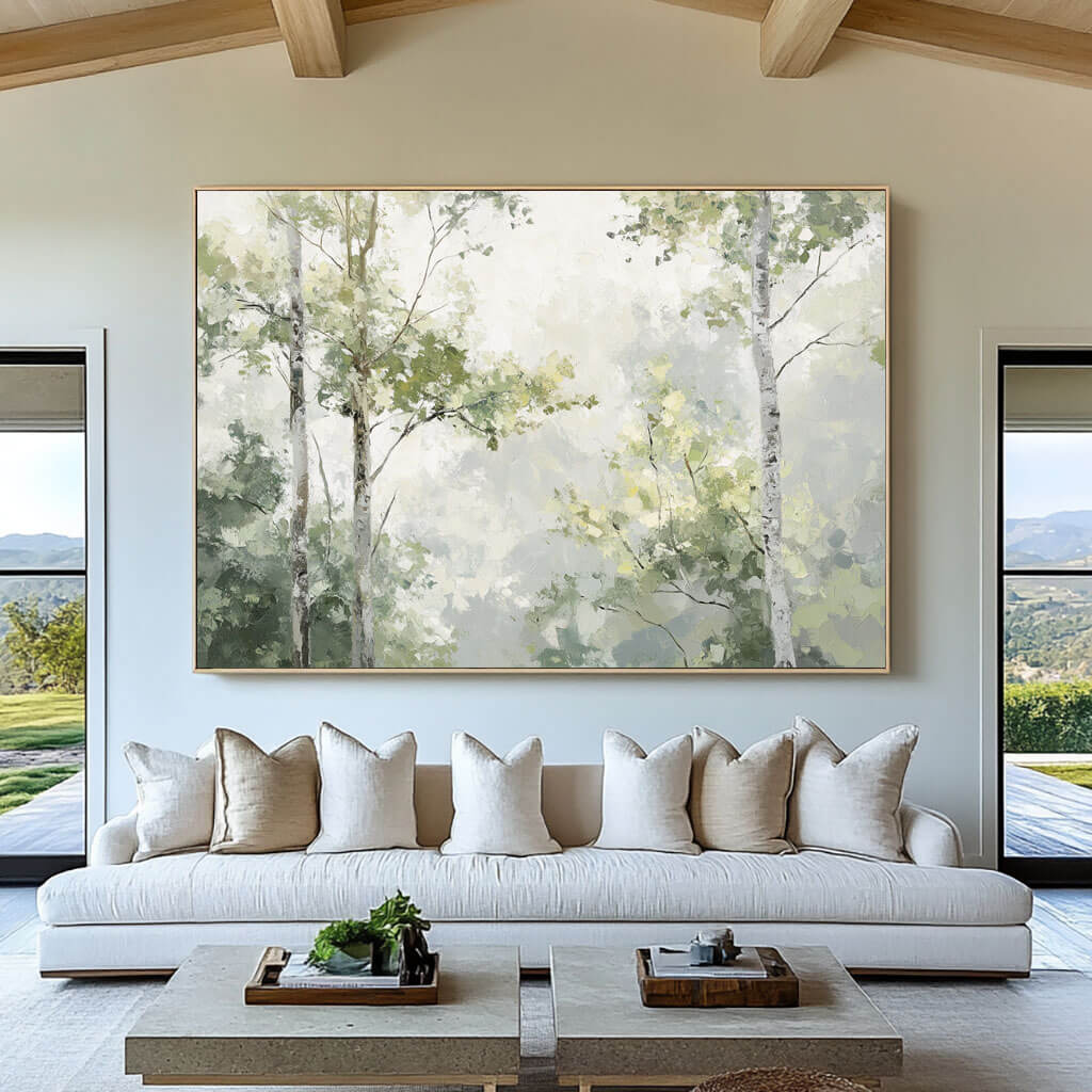 Serene Misty Forest Painting | Calming Nature Wall Art #AA 271