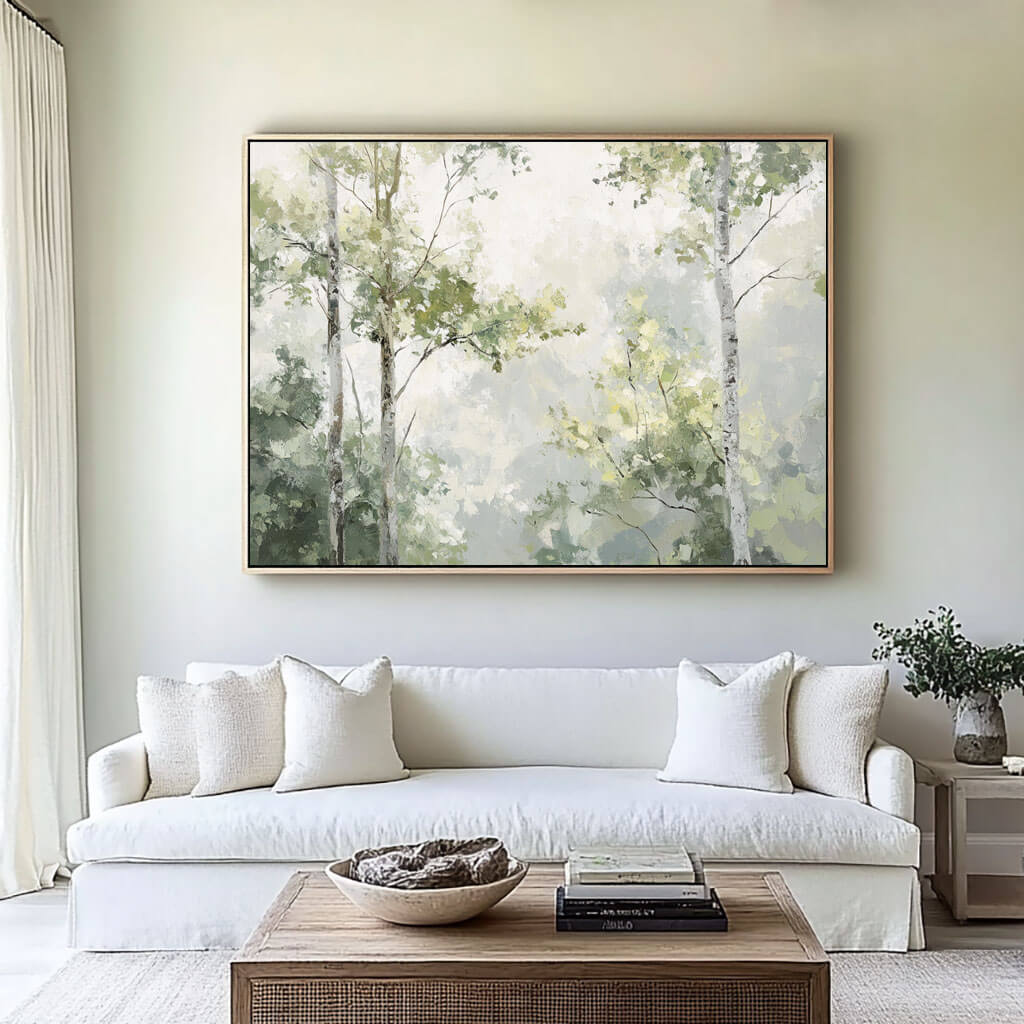 Serene Misty Forest Painting | Calming Nature Wall Art #AA 271