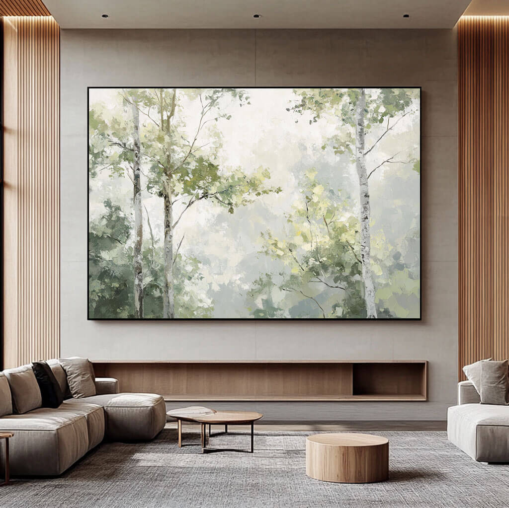 Abstract Birch Tree Painting | Modern Forest Landscape