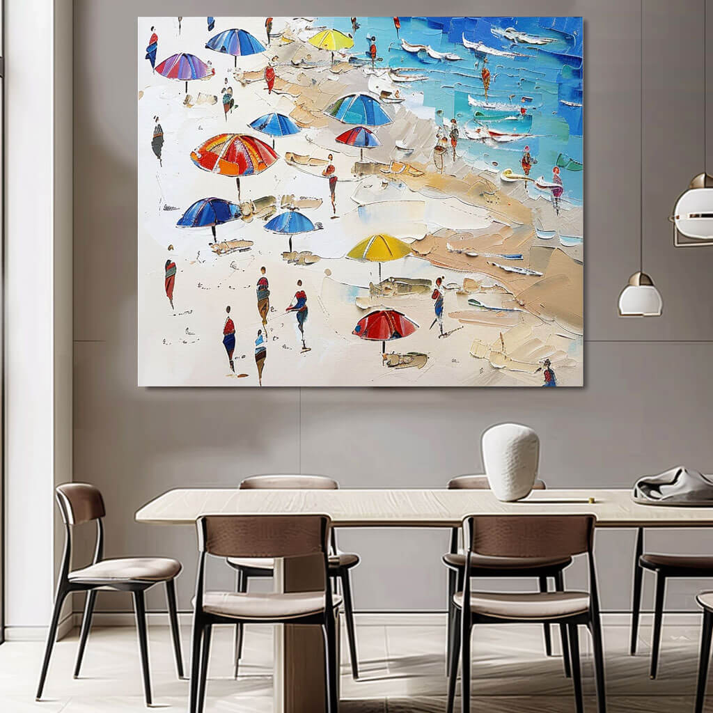 Vibrant Summer Beach Painting | Cheerful Coastal Art #AA 278