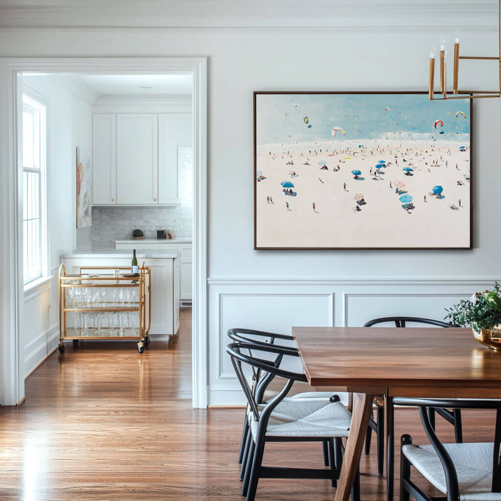 Aerial View Beach Canvas Wall Art | Summer Ocean Landscape #AA 315