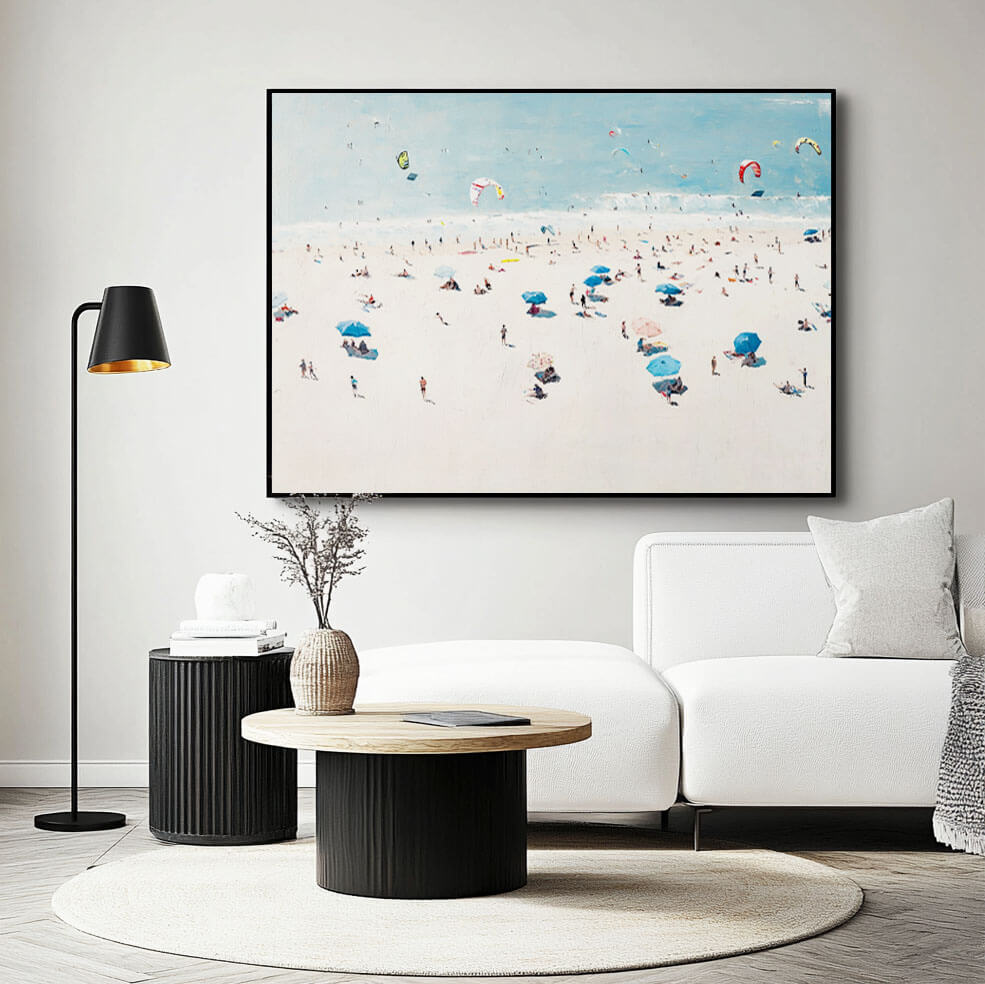 Aerial View Beach Canvas Wall Art | Summer Ocean Landscape #AA 315