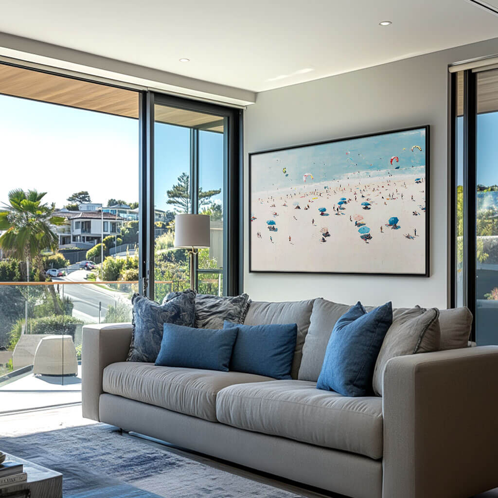 Aerial View Beach Canvas Wall Art | Summer Ocean Landscape #AA 315