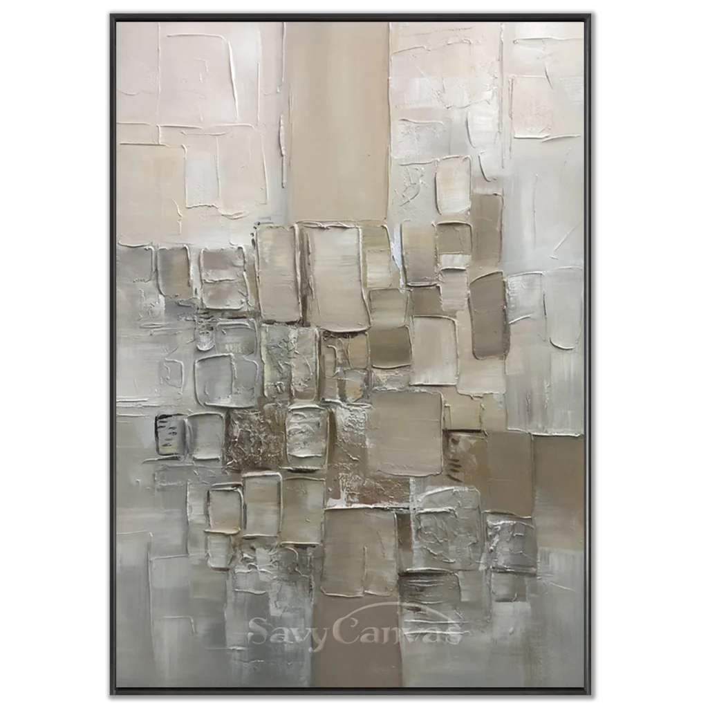 Cream and Beige Textured Abstract Canvas | Warm Neutral Wall Art #AA 415