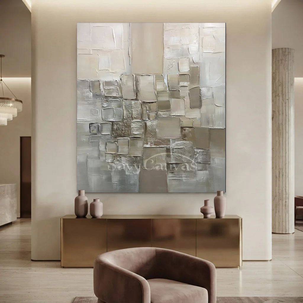 Cream and Beige Textured Abstract Canvas | Warm Neutral Wall Art #AA 415